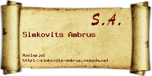 Simkovits Ambrus névjegykártya